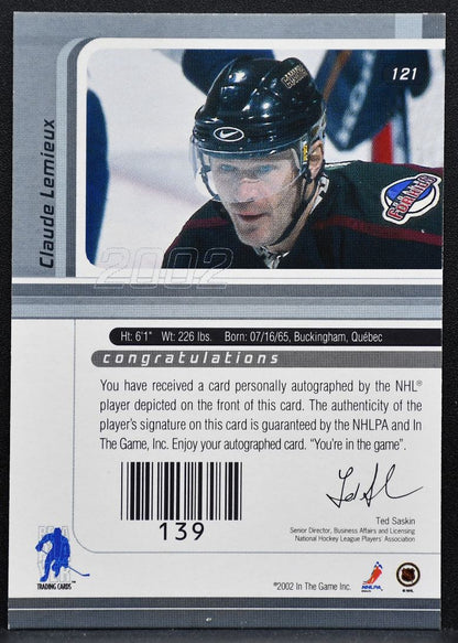 2002-03 Be a Player Signature Series Autograph Lemieux Arizona Coyotes Auto 7431
