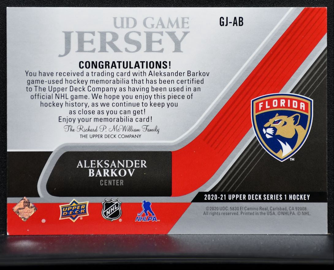 2020-21 UD UD Game Jersey Aleksander Barkov GJ-AB Jersey 8038