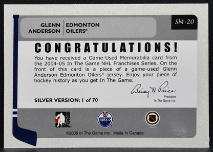 2004-05 ITG Franchises Canadian Memorabilia Glenn Anderson Oilers Jersey 4640