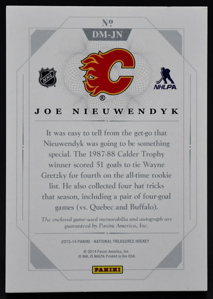 2013-14 Panini National Treasures Dual Mem Joe Nieuwendyk DM-JN Auto Jersey