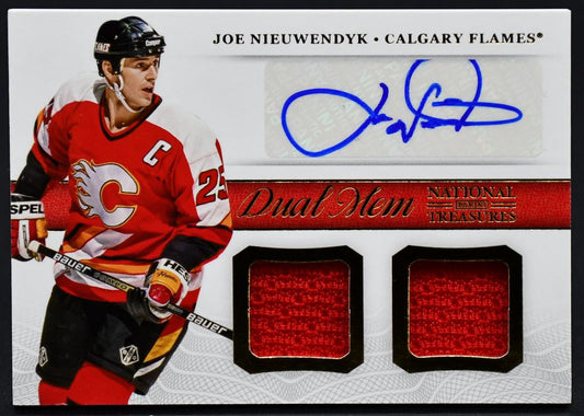Maillot autographié DM-JN de Joe Nieuwendyk, collection Panini National Treasures Dual Mem 2013-14