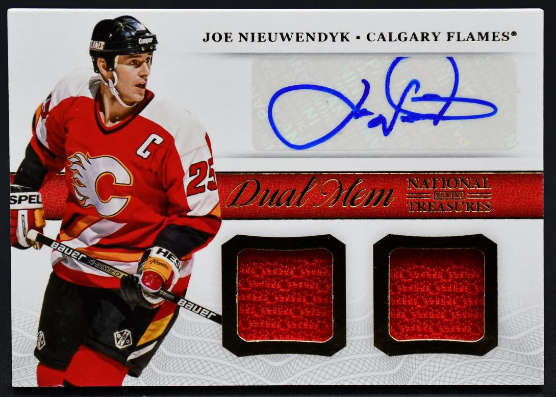 2013-14 Panini National Treasures Dual Mem Joe Nieuwendyk DM-JN Auto Jersey