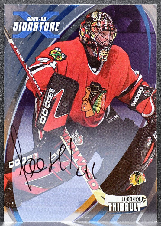 2002-03 In The Game Signature Jocelyn Thibault 043 Chicago Blackhawks Auto 5188