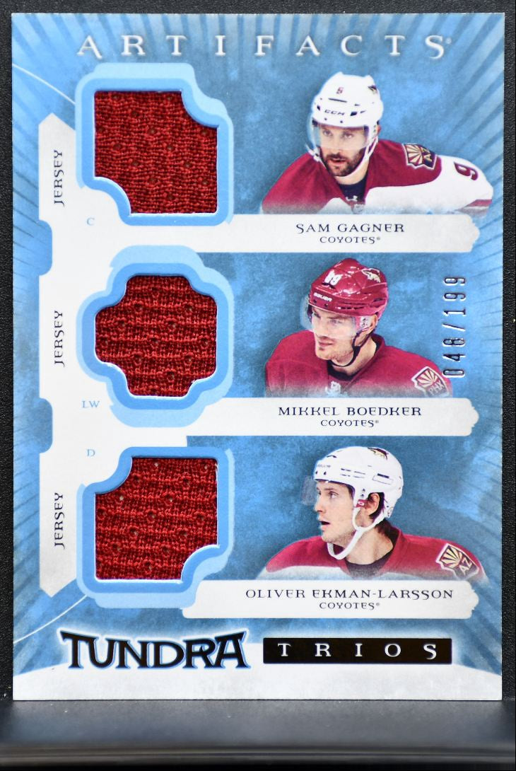 2015-16 Artifacts Tundra Trio Blue Gagner/Boedker/Ekman-Larsson /199 Jersey 0855