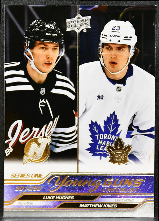 2023-24 UD S1 Young Guns Checklist Hughes / Knies Devils/Maple Leafs RC 0250