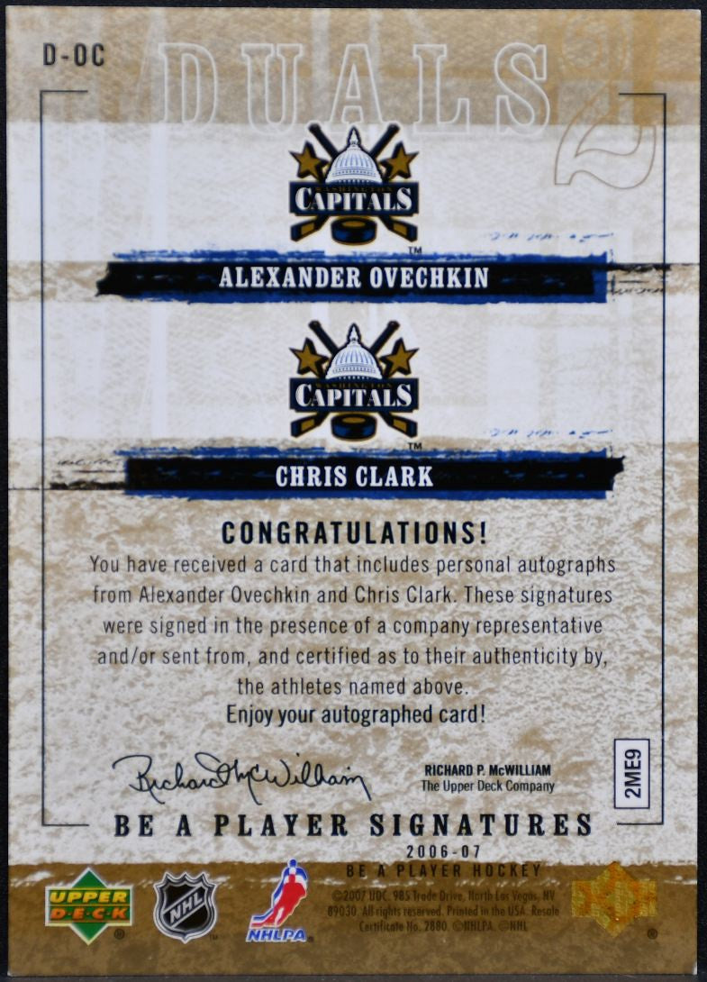 2006-07 Be A Player Signatures Duals Ovechkin/Clark Capitals Auto 5516
