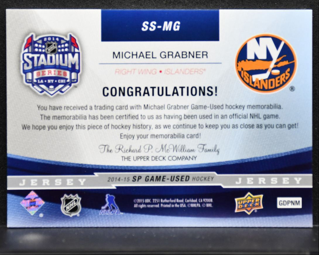 2014-15 SP Game Used Stadium Series Materials Jerseys Grabner Jersey 1779