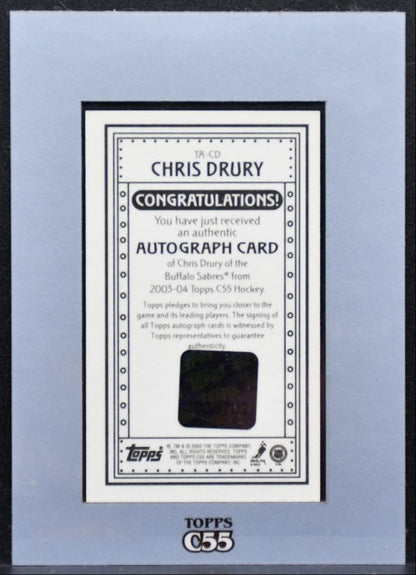 2003-04 Topps C55 Autographs Chris Drury TA-CD Buffalo Sabres Auto 9816