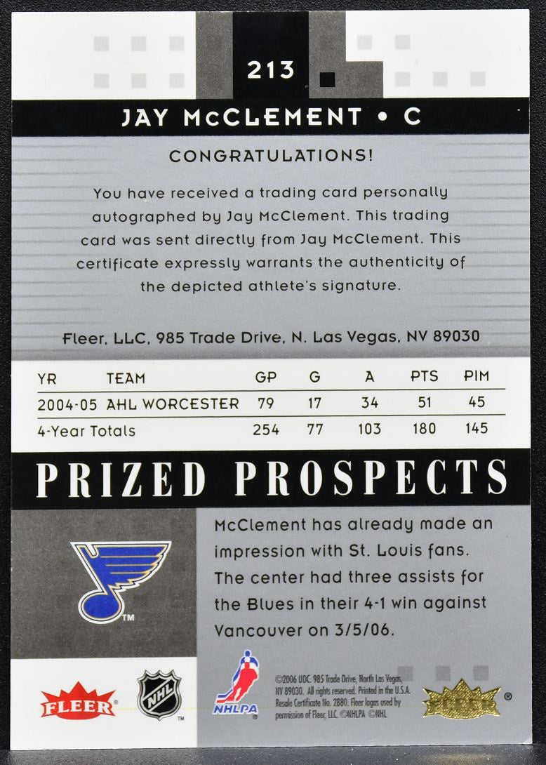 2005-06 Fleer Hot Prospects Prized Jay McClement 213 RC Auto 997/999 0473