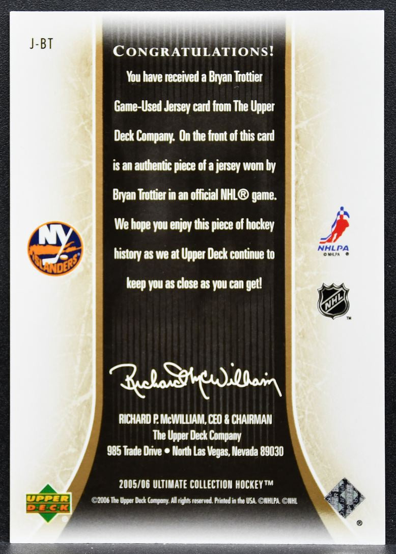 2005-06 UD Ultimate Collection Jerseys Bryan Trottier Islanders Jersey 2396