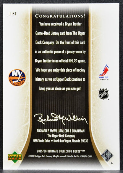 2005-06 UD Ultimate Collection Jerseys Bryan Trottier Islanders Jersey 2396
