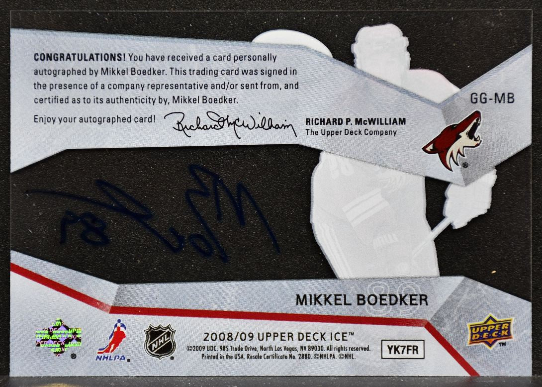 2008-09 Upper Deck Ice Glacial Graphs Mikkel Boedker GG-MB Auto 4303
