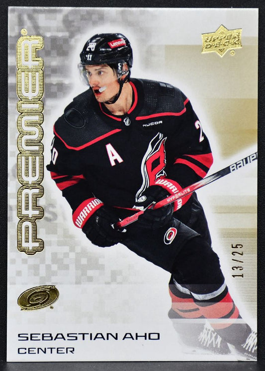 2024-25 Upper Deck Premier Gold Sebastian Aho 20 Carolina Hurricanes 13/25 2708