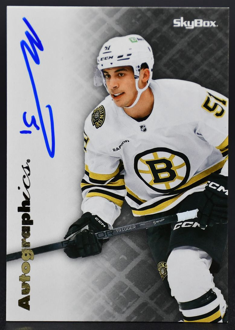 2023-24 Skybox E-X 2000 Matthew Poitras AG-MP Boston Bruins Auto