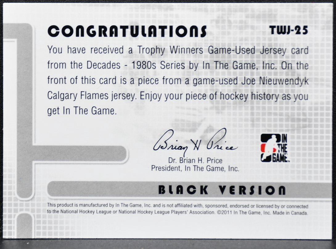 2011-12 ITG Decades 1980s Trophy Winners Jersey Nieuwendyk Canada Jersey 8549