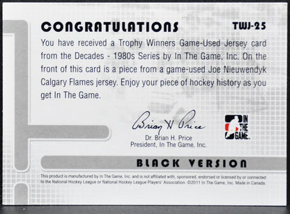 2011-12 ITG Decades 1980s Trophy Winners Jersey Nieuwendyk Canada Jersey 8549