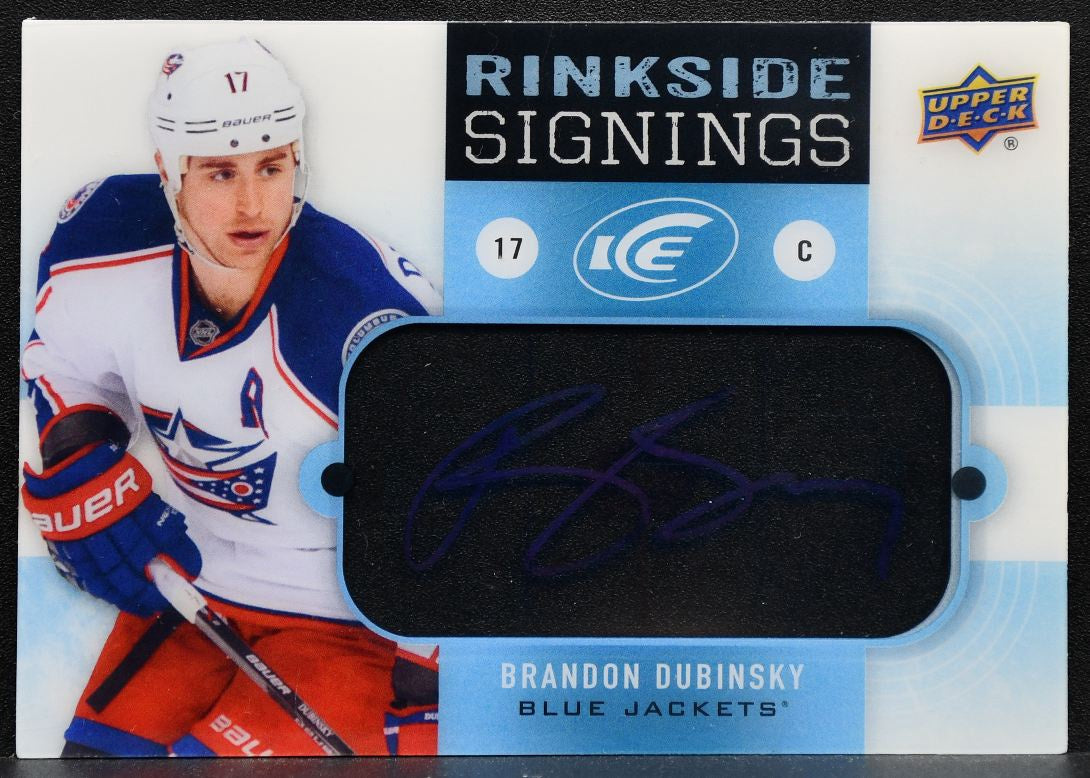 2014-15 Upper Deck Ice Rinkside Signings Brandon Dubinsky Blue Jackets Auto 1337