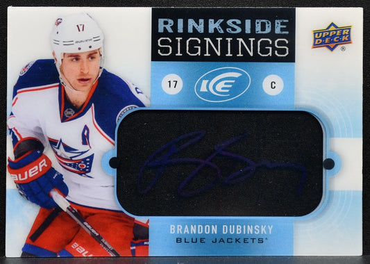 2014-15 Upper Deck Ice Rinkside Signings Brandon Dubinsky Blue Jackets Auto 1337