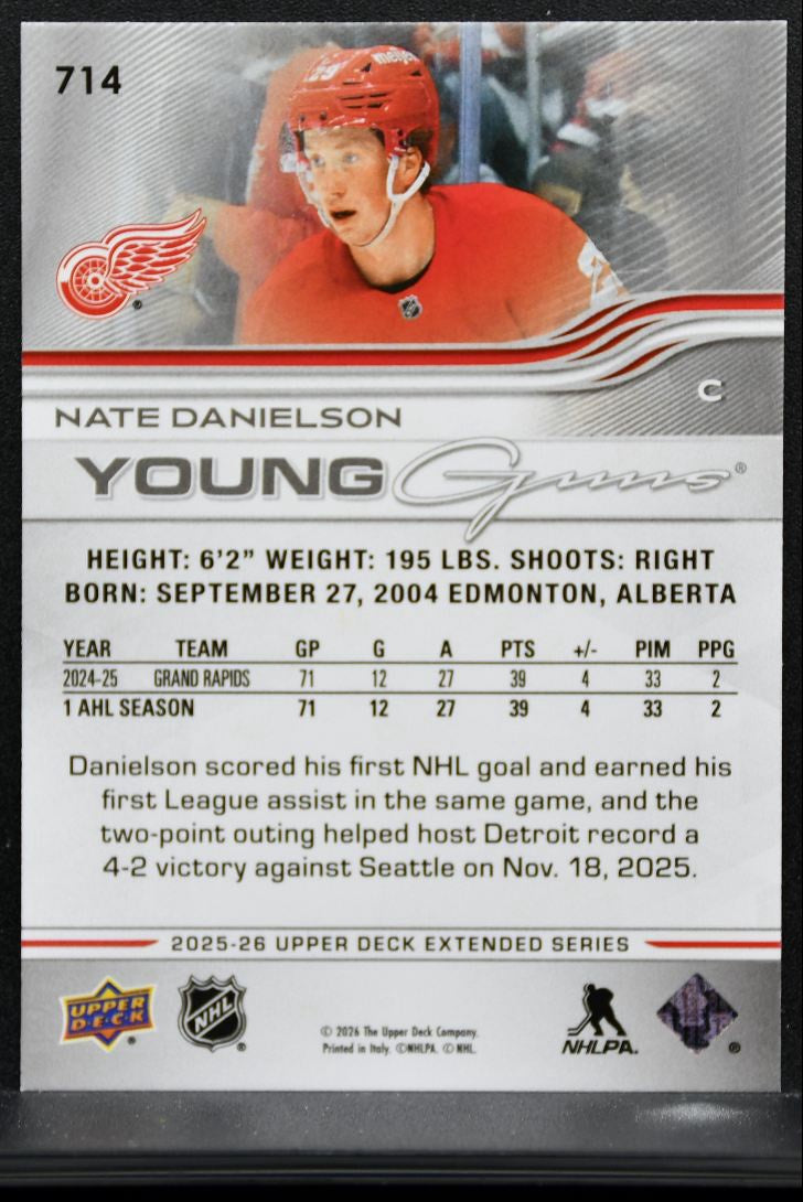 2025-26 Upper Deck Extended Series Young Guns Nate Danielson Red Wings RC 0047