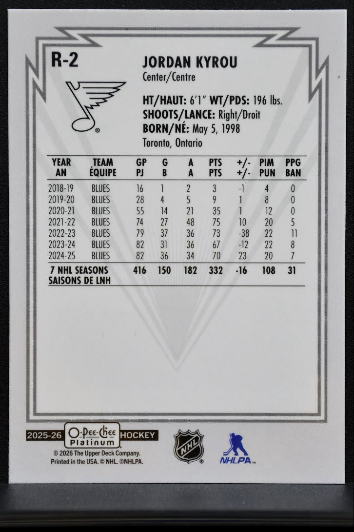2025-26 O-Pee-Chee Platinum Retro Jordan Kyrou R-2 St. Louis Blues 2270