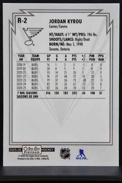 2025-26 O-Pee-Chee Platinum Retro Jordan Kyrou R-2 St. Louis Blues 2270