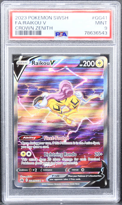 Pokémon Crown Zenith: Galarian Gallery Raikou V GG41/GG70  Holofoil PSA 9