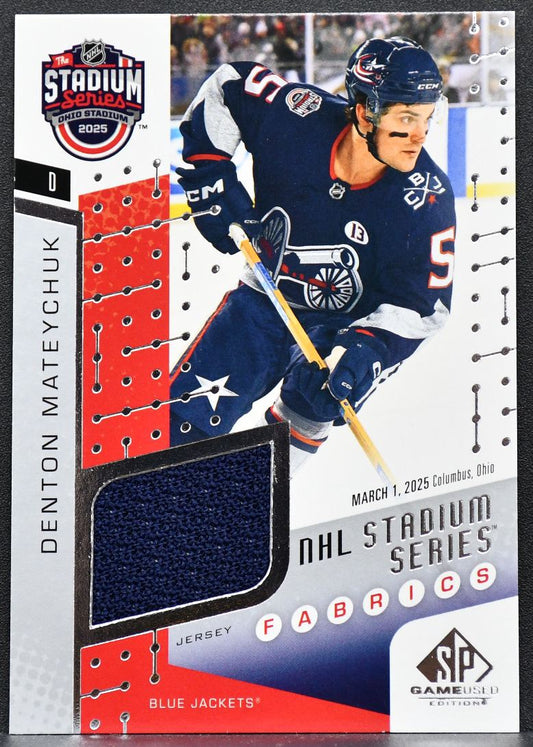 25-26 SP Game Used Stadium Series Fabrics Mateychuk SSF-11 Blue Jackets Jersey 7314