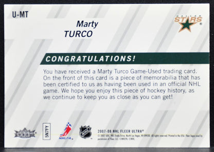 2007-08 Fleer Ultra Uniformity Marty Turco U-MT Dallas Stars Jersey 5245