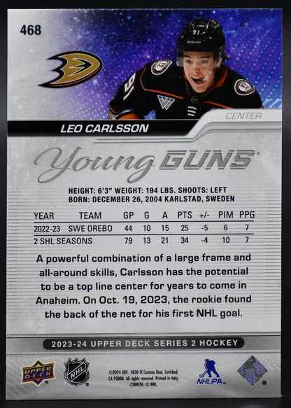 2023-24 UD Series 2 Leo Carlsson 468 Anaheim Ducks RC