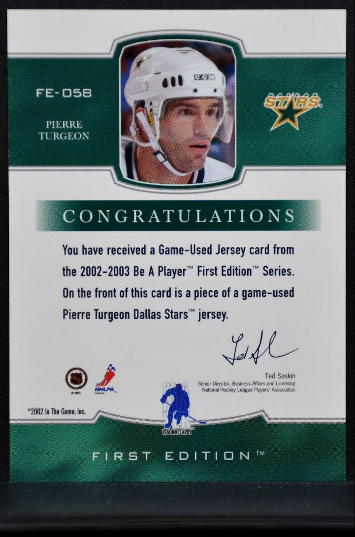 2002-03 Be a Player First Edition Jerseys Pierre Turgeon Stars Jersey 6385