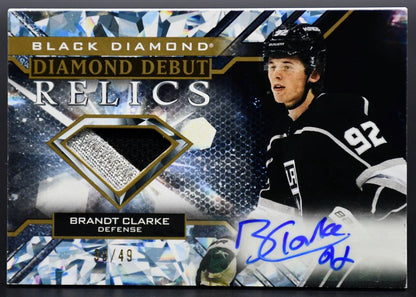 2022-23 UD Black Diamond Brandt Clarke DD-BC Los Angeles Kings RC Auto /49 Patch
