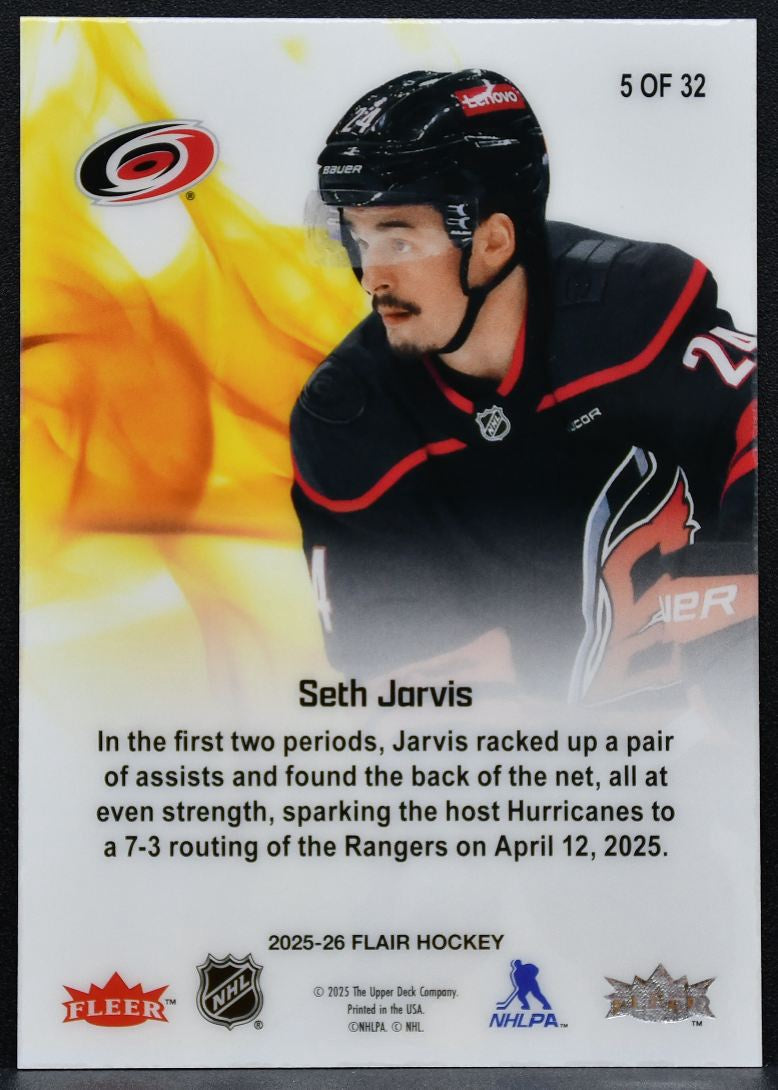 2025-26 Flair Hot Hues Seth Jarvis 5 Carolina Hurricanes 4711