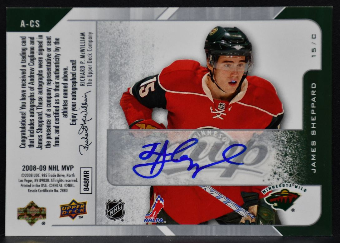 2008-09 UD MVP One on One Autographs Andrew Cogliano/James Sheppard Auto 1043