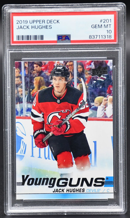 Série UD 2019-2020, carte 1 de Jack Hughes (201), New Jersey Devils RC