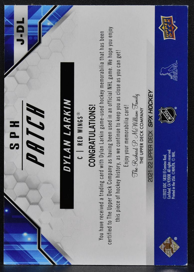 2021-22 SPx Patch Dylan Larkin J-DL Detroit Red Wings 12/25 Patch 7628