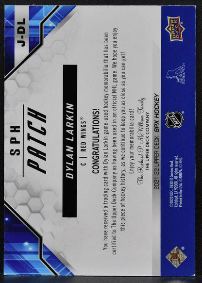 2021-22 SPx Patch Dylan Larkin J-DL Detroit Red Wings 12/25 Patch 7628