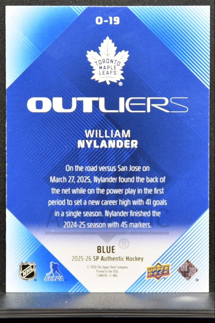 2025-26 SP Authentic Outliers Blue William Nylander Toronto Maple Leafs 9102