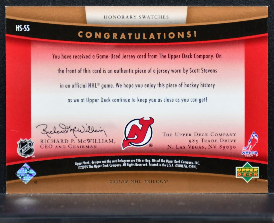2005-06 Upper Deck Trilogy Honorary Swatches Scott Stevens Devils Jersey 3568