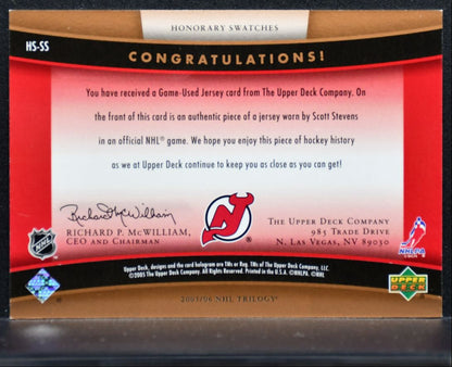 2005-06 Upper Deck Trilogy Honorary Swatches Scott Stevens Devils Jersey 3568
