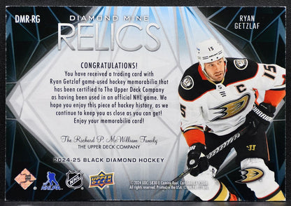 2024-25 UD Black Diamond Mine Relics Ryan Getzlaf DMR-RG Ducks Jersey 3369