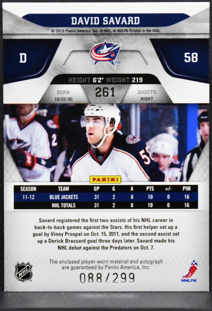 2012-13 Panini RC Anthology Freshman Fabrics Savard RC Auto /299 Jersey 4924