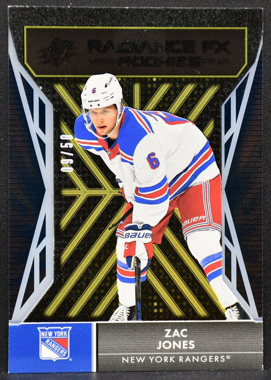 2021-22 SPx Radiance F/X Rookies Gold Zac Jones RFX-59 New York Rangers RC 09/50 2172