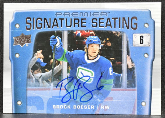 2021-22 UD Premier Signature Seating Brock Boeser PSS-BB Vancouver Canucks Auto