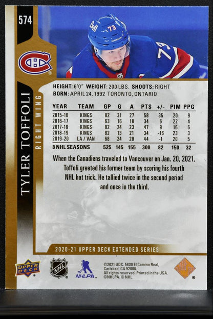 2020-21 UD Extended Series UD High Gloss Tyler Toffoli 574 Canadiens 02/10 1723
