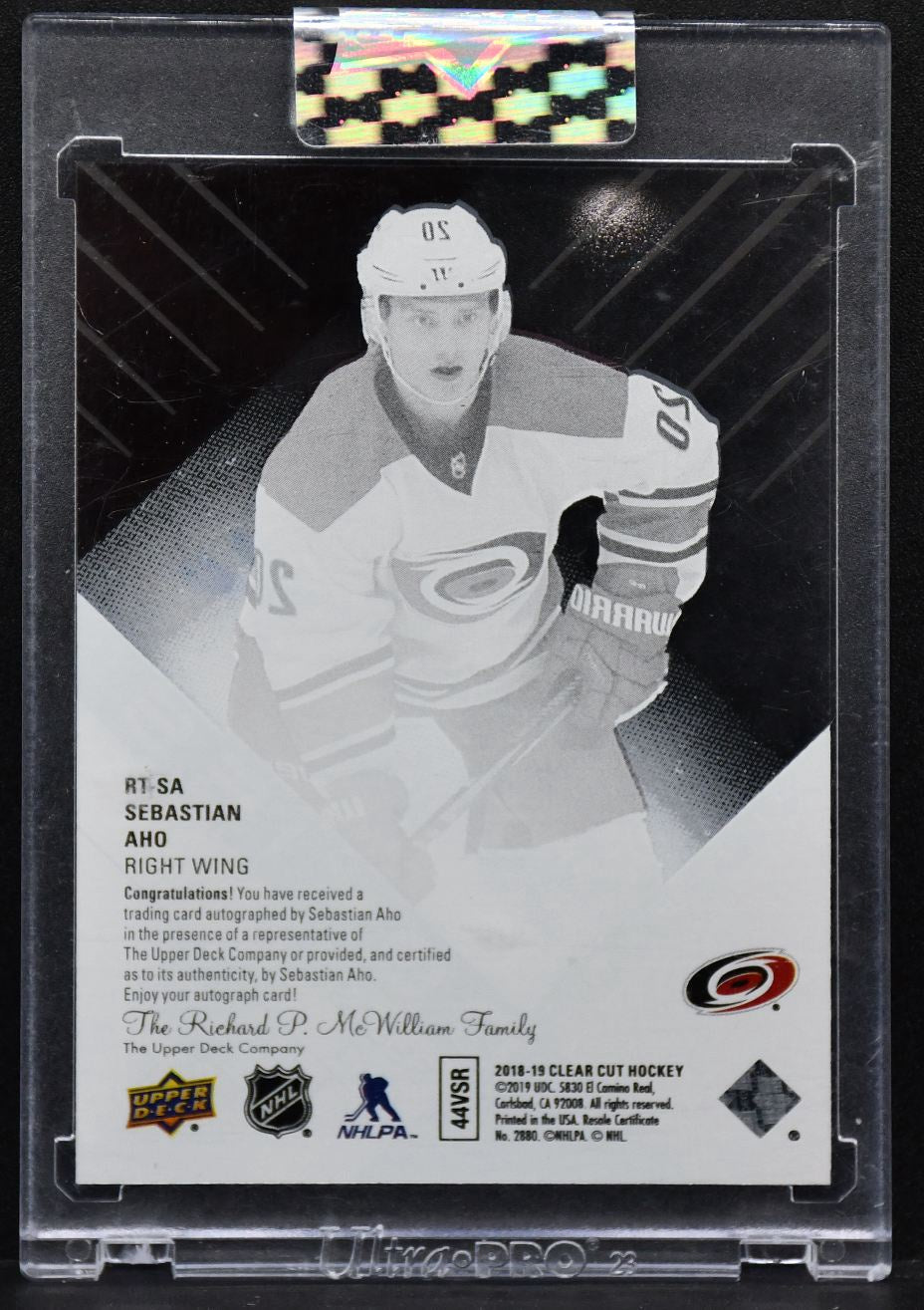 2018-19 UD Clear Cut Authentic Rookies Auto Sebastian Aho RT-SA  RC Auto