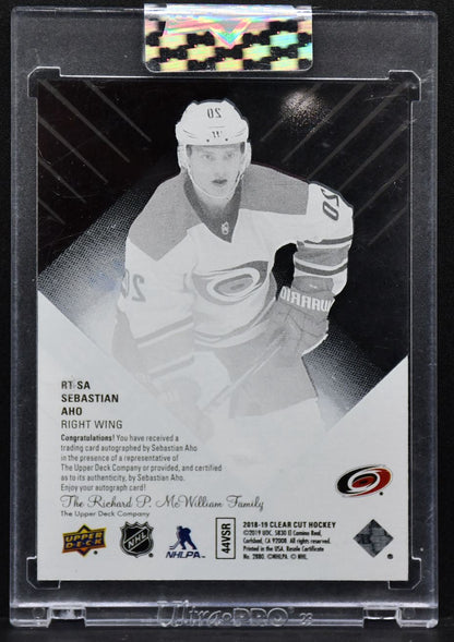 2018-19 UD Clear Cut Authentic Rookies Auto Sebastian Aho RT-SA  RC Auto