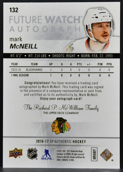 2016-17 SP Authentic Future Watch Auto Mark McNeill RC Auto 776/999 9974