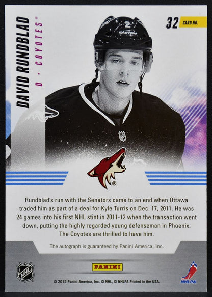 2011-12 Panini Titanium New Wave Autographs David Rundblad 32 Coyotes Auto 8805