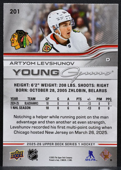 2025-26 Upper Deck Series 1 Young Guns Artyom Levshunov 201 Blackhawks RC 1785