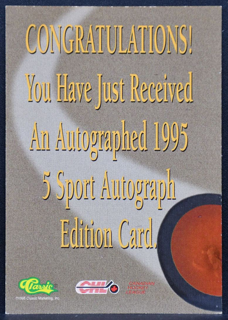 1995-96 Classic 5 Sport Autograph Ed Jovanovski Florida Panthers Auto 1417
